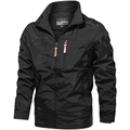 Giacca a vento nera da uomo per esterni con colletto in piedi e tasche con zip - L / Giacca con collo alto / Nero (Stile 8817)