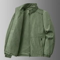 Men's olive green windbreaker jacket with breathable mesh lining and stand collar - M / Army Green