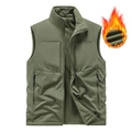Armeegrüne Herren Weste mit Fleecefutter, Stehkragen und Reißverschlusstaschen für Outdoor - M / Armeegrün