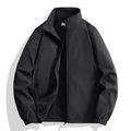 Schwarze Herren Softshell-Wanderjacke mit Stehkragen und winddichtem Reißverschluss - M / Schwarz