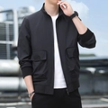 Men's black urban tactical outdoor jacket with stand collar and large pockets - M / Black