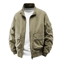 Chaqueta bomber hombre verde caqui con cuello alto y bolsillos cargo tácticos casual - 5XL / Caqui