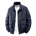 Chaqueta bomber para hombre azul marino con cuello alto y bolsillo táctico en la manga - M / Azul oscuro
