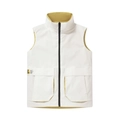 Workwear vest in solid white with contrasting yellow lining and double flap pockets - L / White