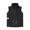 Men's black utility vest with zipper stand collar and yellow contrast pocket details - L / Black
