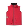 Red utility vest with stand collar, black zipper details and large front pockets - L / Red
