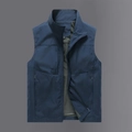 Marineblaue Outdoor-Weste für Herren mit Stehkragen, Taschen und Netzfutter - M / Marineblau