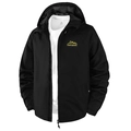 Cortavientos deportivo negro impermeable con logo amarillo de montaña sobre fondo blanco - S / Negro