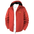 Chaqueta cortavientos roja impermeable con capucha y bordado de montaña amarillo - S / Rojo