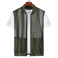 Gilet cargo da uomo in mesh traspirante verde militare con cerniera e tasche laterali - M / Verde Militare