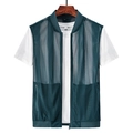 Gilet da uomo in rete verde scuro con cerniera e maglietta bianca per l'estate - M / Blu Denim