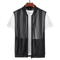 Gilet estivo da uomo in mesh nero traspirante con cerniera frontale e tasche laterali - M / Nero
