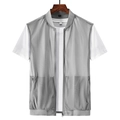 Gilet da pesca in rete grigio chiaro da uomo ad asciugatura rapida con cerniera - M / Grigio