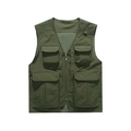 Gilet da pesca outdoor verde scuro multitasche con fodera in rete traspirante - M / Verde Militare