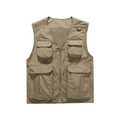 Gilet tattico da pesca kaki da uomo con tasche multiple e rete interna traspirante - M / Cachi