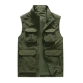Gilet da pesca da uomo verde militare con tasche multiple e fodera in rete - M / Verde Militare