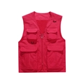 Gilet da pesca rosso multifunzionale con tasche multiple e fodera interna in rete - M / Rosso