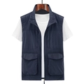 Dunkelblaue Herren-Outdoorweste mit vielen Taschen, Stehkragen und Reißverschluss - M / Dunkelblau