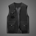 Men's outdoor utility vest with multi-pockets and breathable mesh for fishing and photography - M / Black