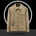 Men's khaki corduroy jacket with lapel collar and single-breasted buttons in spring style - M / Khaki