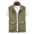 Herren Outdoor Cargo-Weste in Olivgrün mit Mehrfachtaschen und Reißverschluss - M / Khaki