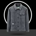 Classic grey corduroy jacket for men with chest pocket and premium textured finish - M / Dark Gray
