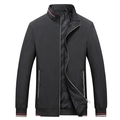 Veste noire classique pour hommes avec col montant, poignets rayés et style décontracté - M / Noir