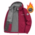 Men's wine red outdoor fleece jacket with hooded design and thick thermal lining - XS / Red