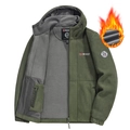 Army green hooded polar fleece jacket for men with warm thermal lining and zipper - XS / Army Green
