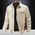 Men's outdoor stretch cargo shirt in khaki color with double chest pockets - M / Light Gray