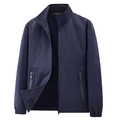 Men's navy blue casual windbreaker jacket with stand collar and zipped pockets - M / Dark Blue