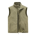 Wende-Herrenweste aus Fleece in Militärgrün mit winddichtem Stehkragen für Outdoor - M / Khaki