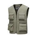 Men's lightweight multi-pocket outdoor fishing vest in khaki with mesh lining - S / Khaki