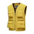 Outdoor waterproof multi-pocket fishing vest in mustard yellow with breathable mesh lining - S / Bright Yellow