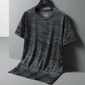 T-shirt sportiva da uomo in tessuto grigio scuro melange ad asciugatura rapida con girocollo - M / grigio scuro