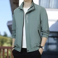 Men's casual light green outdoor jacket with stand collar and zip closure - M / Bean Green