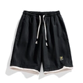 Pantaloncini sportivi neri da uomo ad asciugatura rapida con design a due strati e coulisse - L / Nero