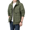 Grüne Cargo-Kapuzenjacke für Herren mit funktionalem Multi-Pocket-Utility-Design - M / Armeegrün