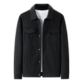 Men's casual black workwear jacket with lapel collar and flap chest pockets in loose fit - M / Black