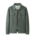 Men's casual loose jacket in dark forest green with lapel collar and chest pockets - M / Army Green