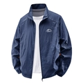 Giacca protettiva solare uomo in seta di ghiaccio blu scuro con stampa outdoor - M / Blu scuro