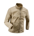 Khaki heren jas voor zonbescherming van sneldrogende stof met opstaande kraag design - M / Khaki