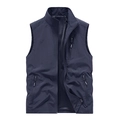 Chaleco de pesca para hombre azul marino con bolsillos con cremallera y forro de malla - M / Azul oscuro