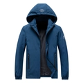 Chaqueta impermeable azul oscuro para hombre con capucha desmontable y bolsillos con cremallera - M / Azul