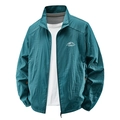 Men's dark teal sun protection jacket with breathable ice silk fabric and mountain logo - M / Denim Blue