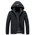 Chaqueta impermeable negra para hombre con capucha desmontable y diseño cortavientos - M / Negro