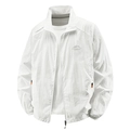 Men's white sun protection jacket in ice silk fabric with adventure spirit print details - M / White