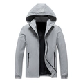 Chaqueta cortavientos gris claro para hombre con capucha logo de montaña y bolsillos - M / Gris