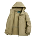 Chaqueta outdoor de hombre caqui con capucha, forro de malla y bolsillo con cremallera - M / Caqui