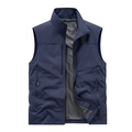 Men's lightweight navy blue standing collar vest with breathable mesh lining and pockets - M / Dark Blue